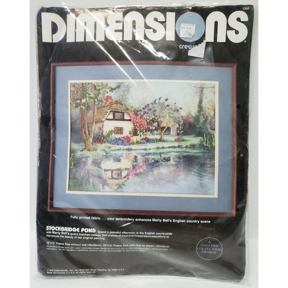 Dimensions 1366 Crewel Kit Stockbridge Pond Kit by Marty Bell Vintage 1989